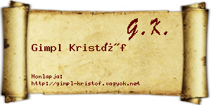 Gimpl Kristóf névjegykártya